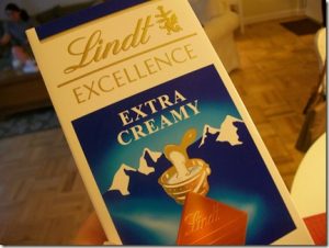 two squares of this Lindt chocolate bar