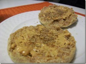 muffin with peanut butter and flax.