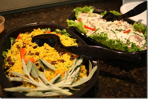 Potato Salad on the right made with Blue Cheese Crumbles 